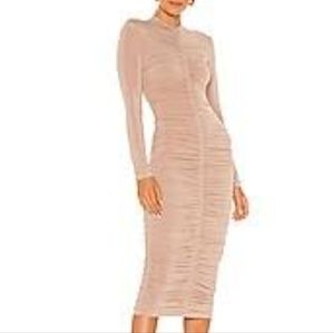 Mesh Neutral Ruched Dress